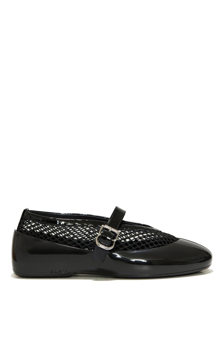 Noir Rubber and fishnet flats