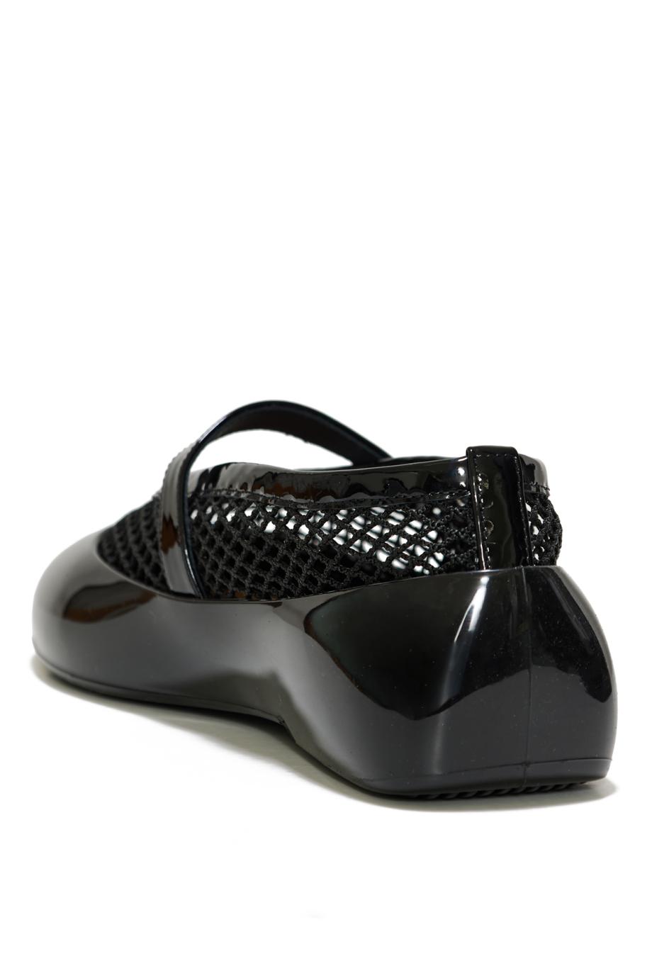 Noir Rubber and fishnet flats