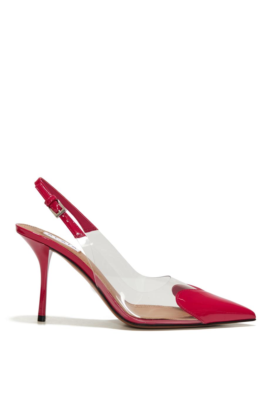 Frampoise Le Coeur 90 leather and PVC slingback pumps