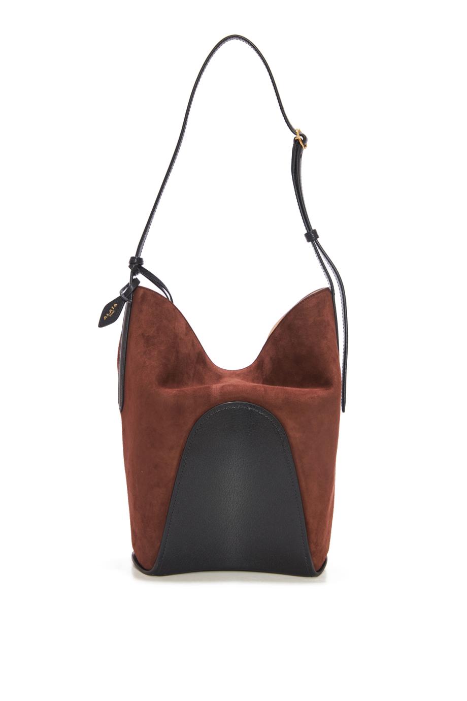 Small suede bucket bag
