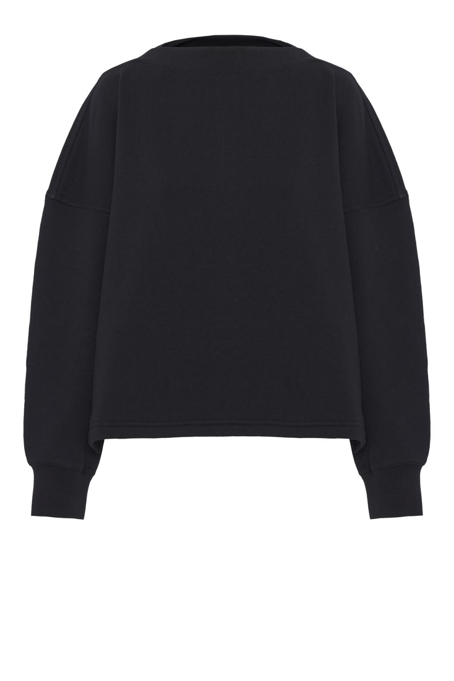 Noir Boat-neck Fleece cotton sweater
