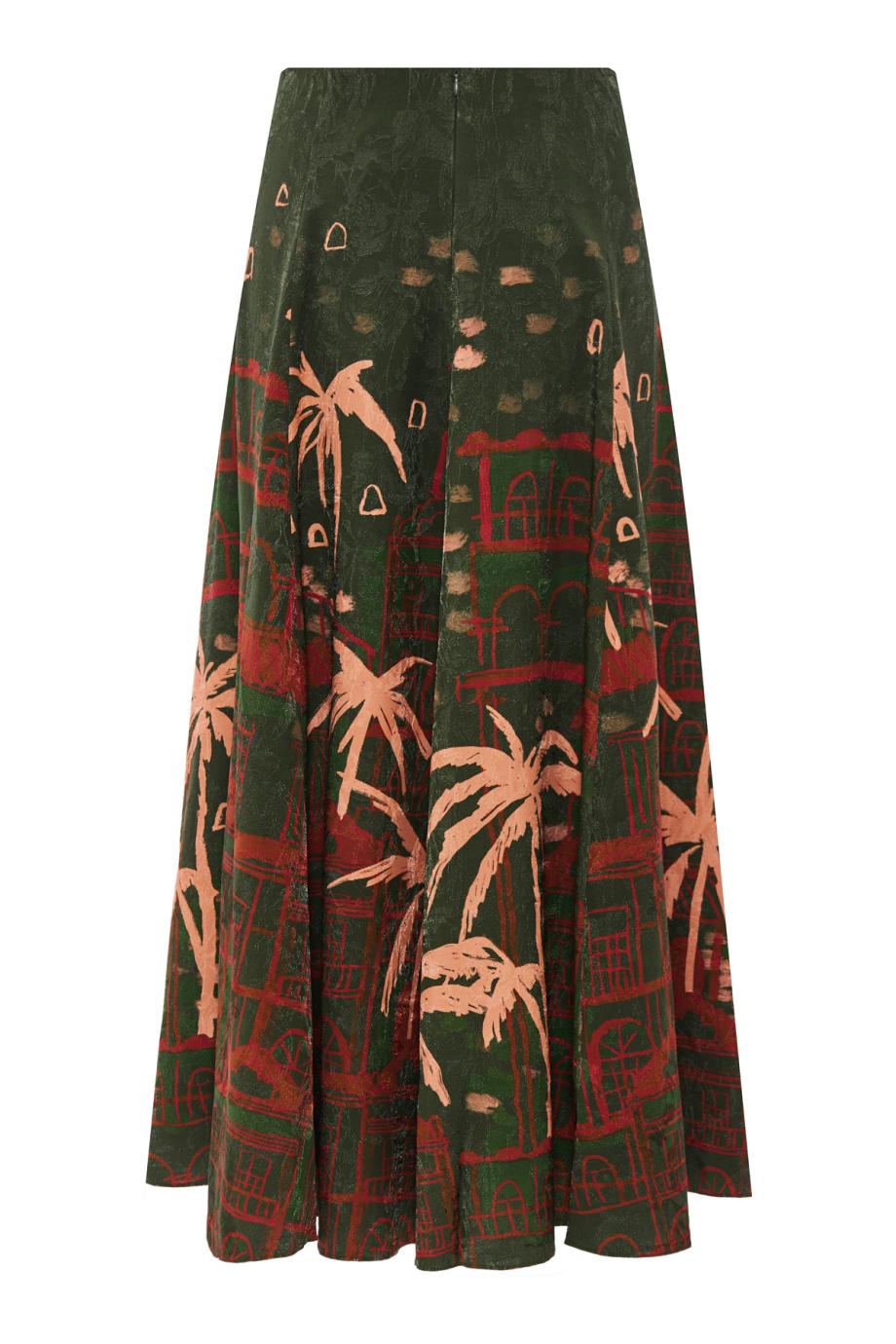 Encanto De Isla printed satin maxi skirt