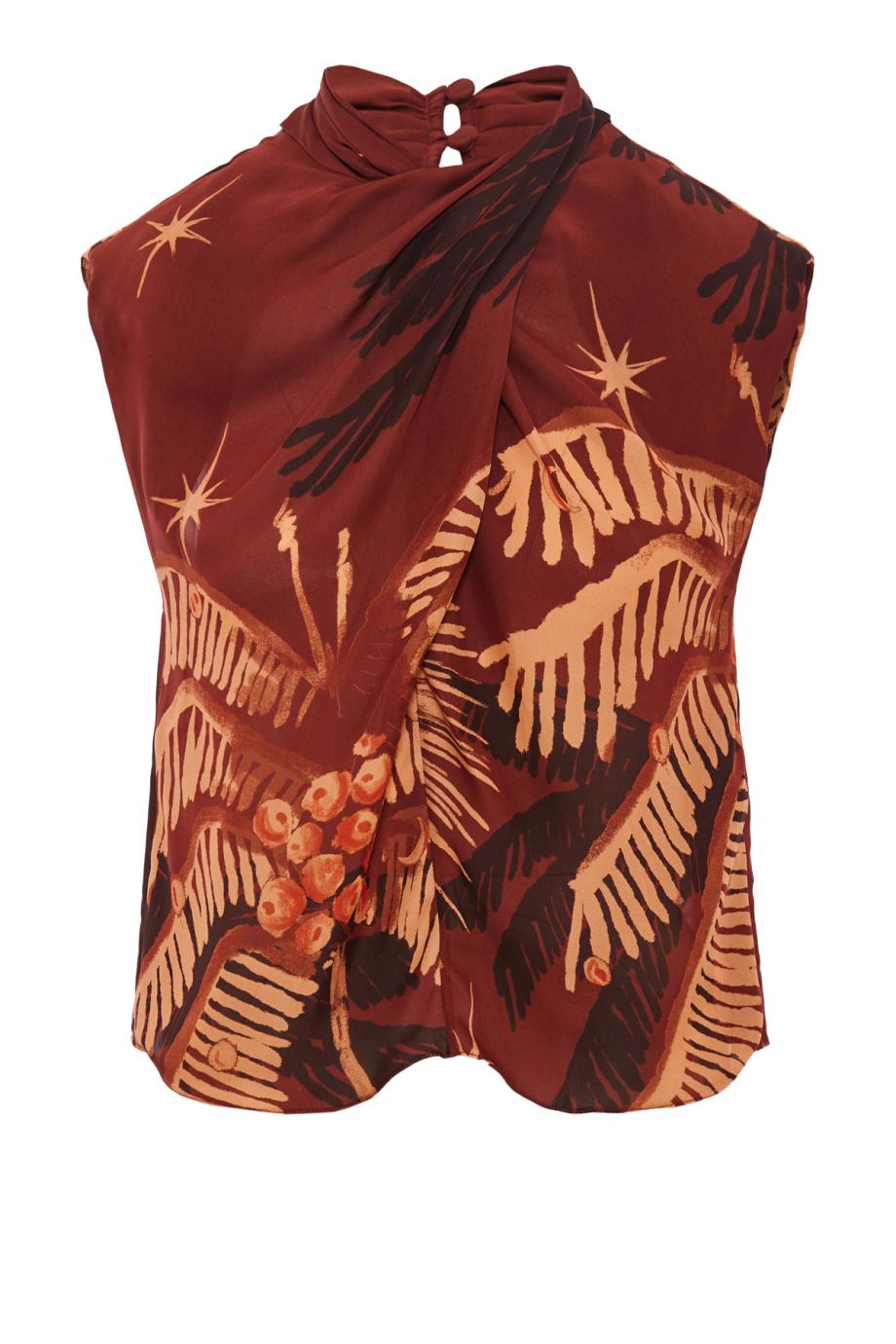 Imaginative printed silk top