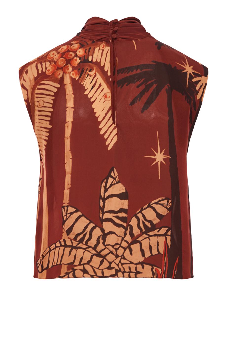 Imaginative printed silk top
