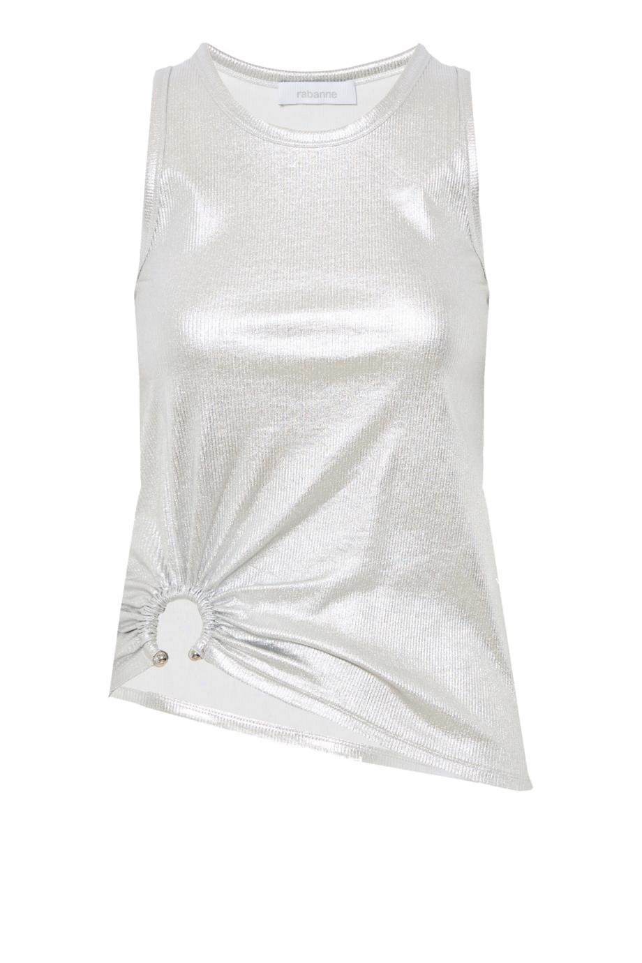 Embellished metallic cotton-blend tank top 