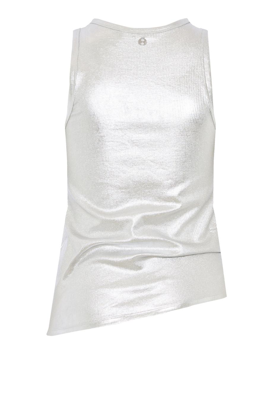 Embellished metallic cotton-blend tank top 