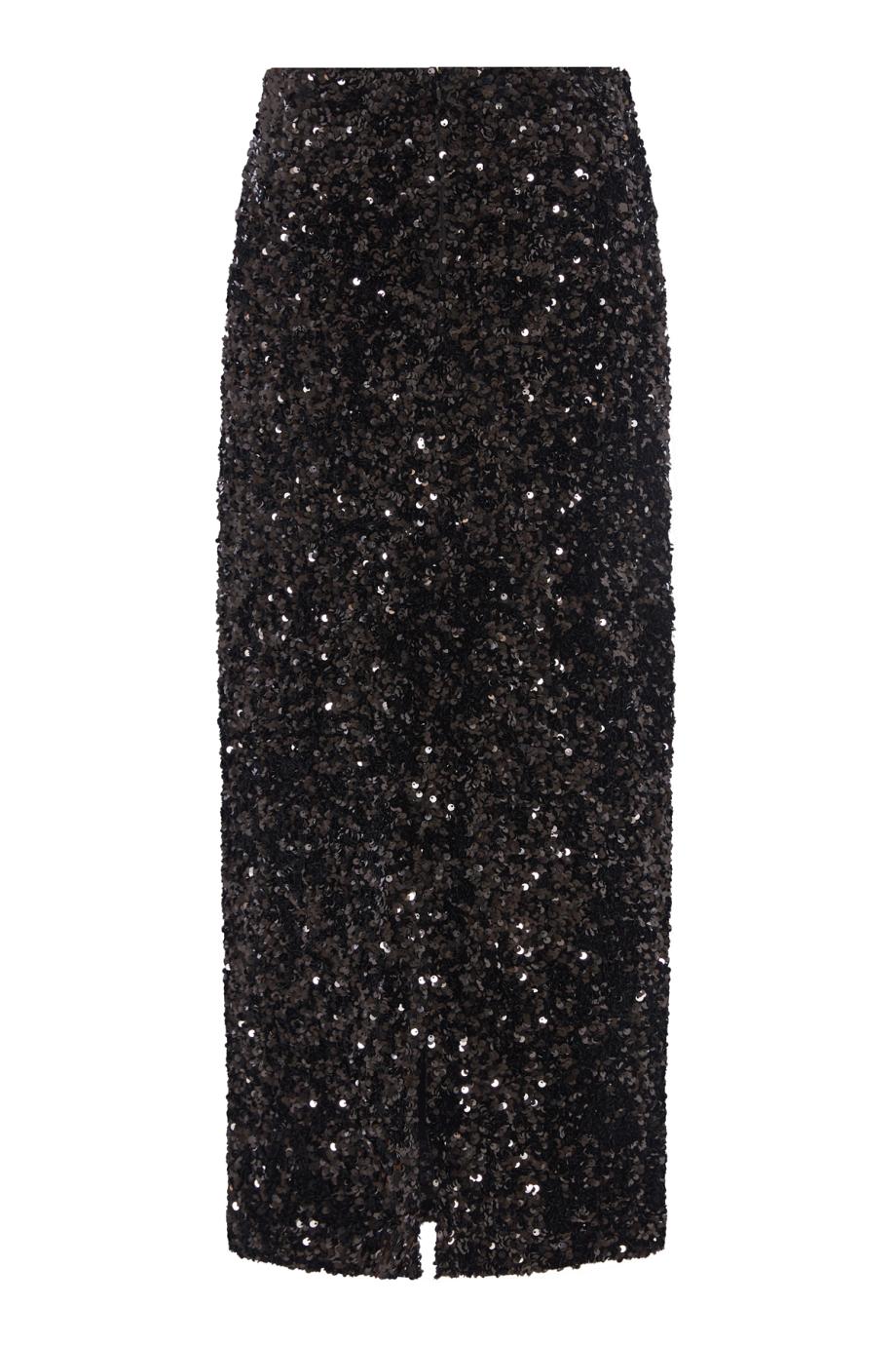 Sequined Velvet Column Skirt