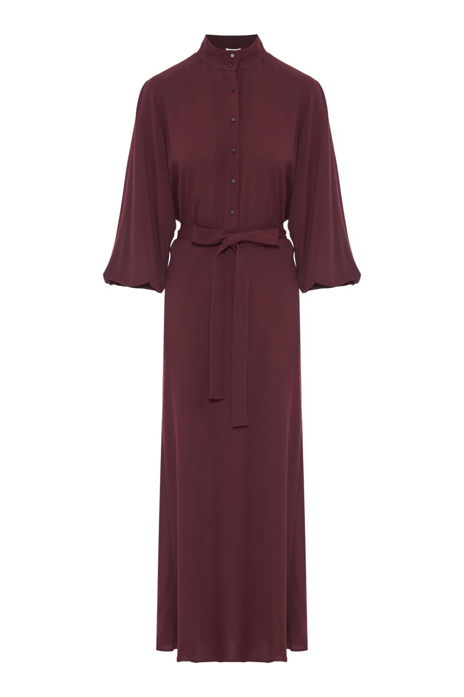 Crepe Collar-Stand Shirt Dress
