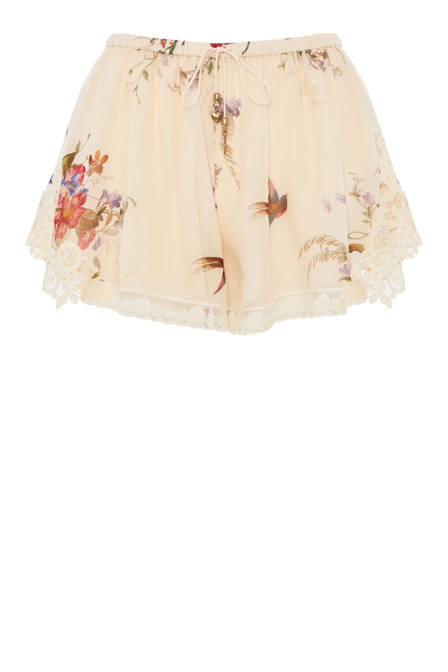 Patience lace-trimmed cotton and silk shorts