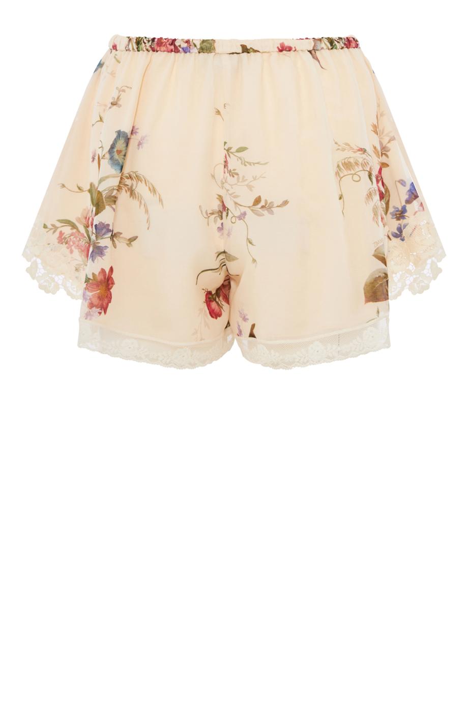 Patience lace-trimmed cotton and silk shorts