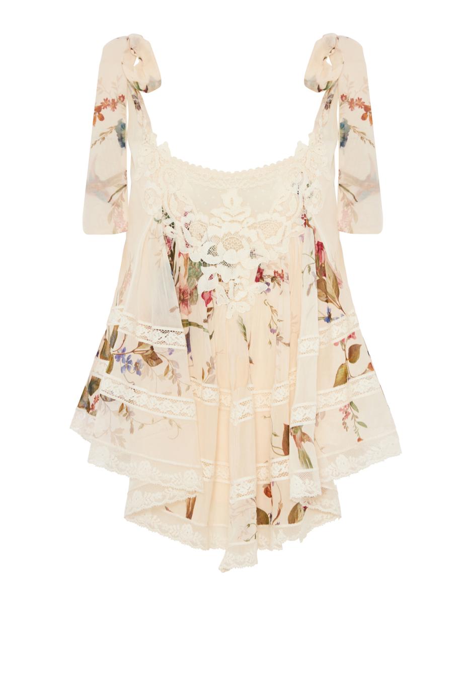 Patience lace-trimmed cotton and silk cami
