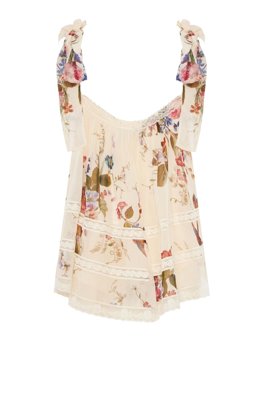 Patience lace-trimmed cotton and silk cami