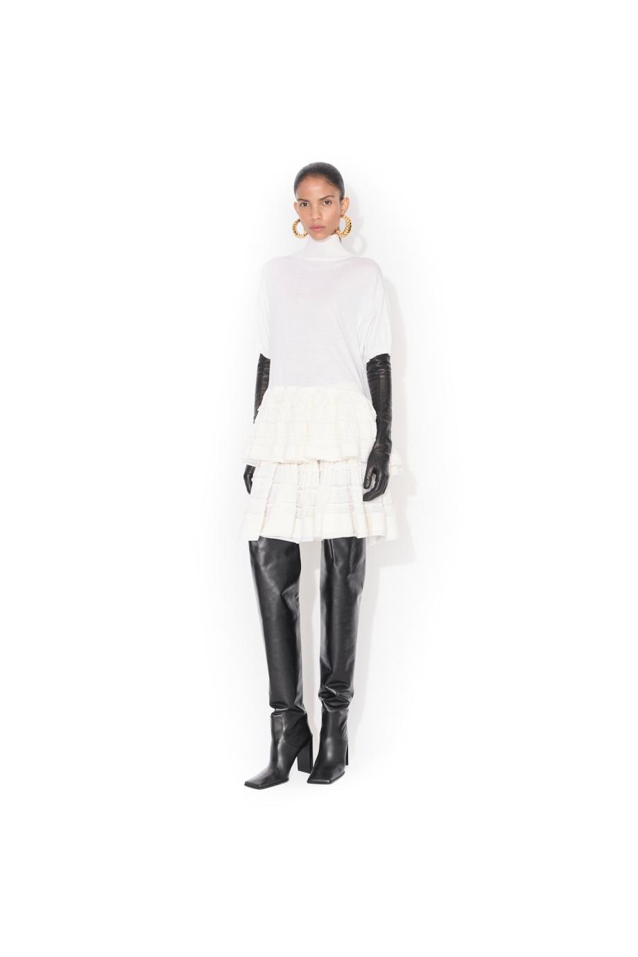 Ruffled knitted mini skirt