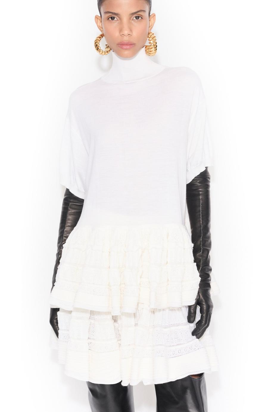 Ruffled knitted mini skirt