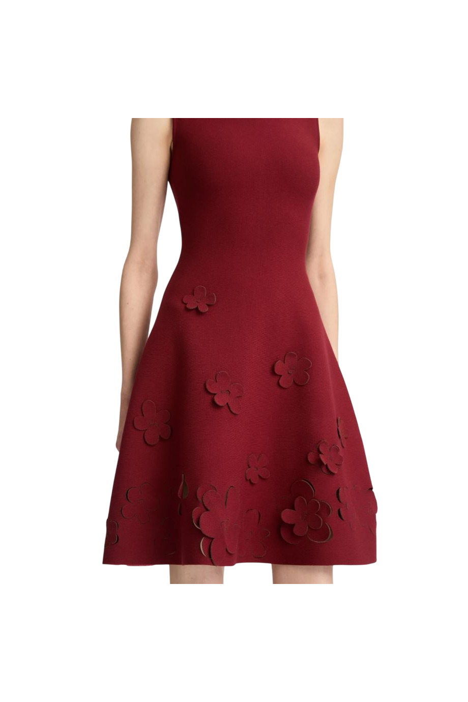 Appliquéd knitted mini dress