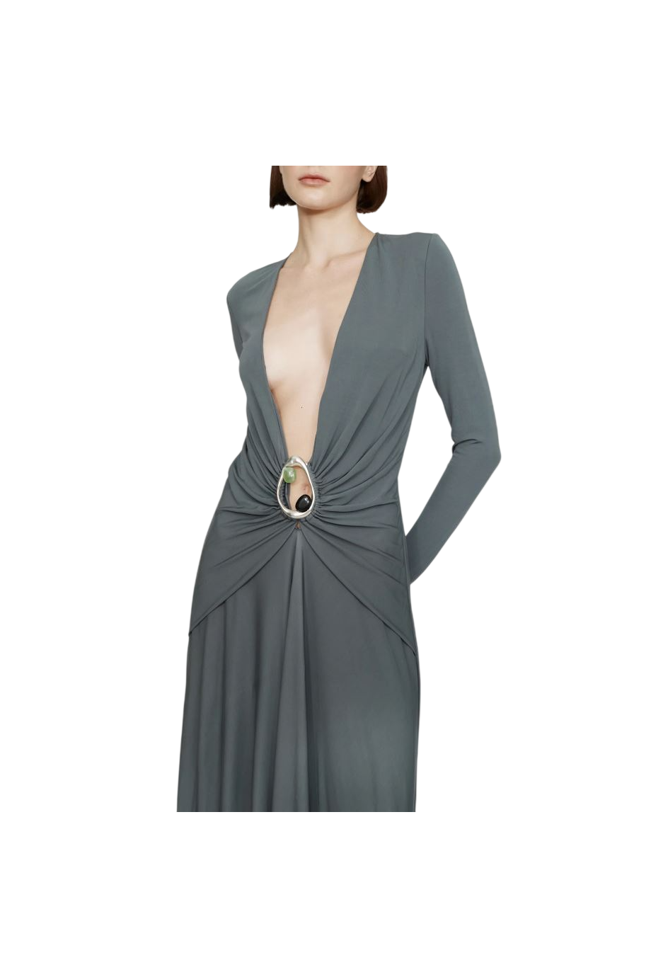 Orica crystal-embellished ruched jersey gown