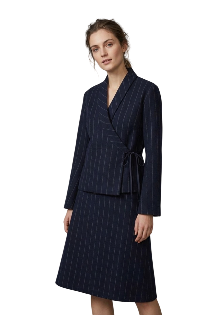 Jayne pinstriped wool midi skirt