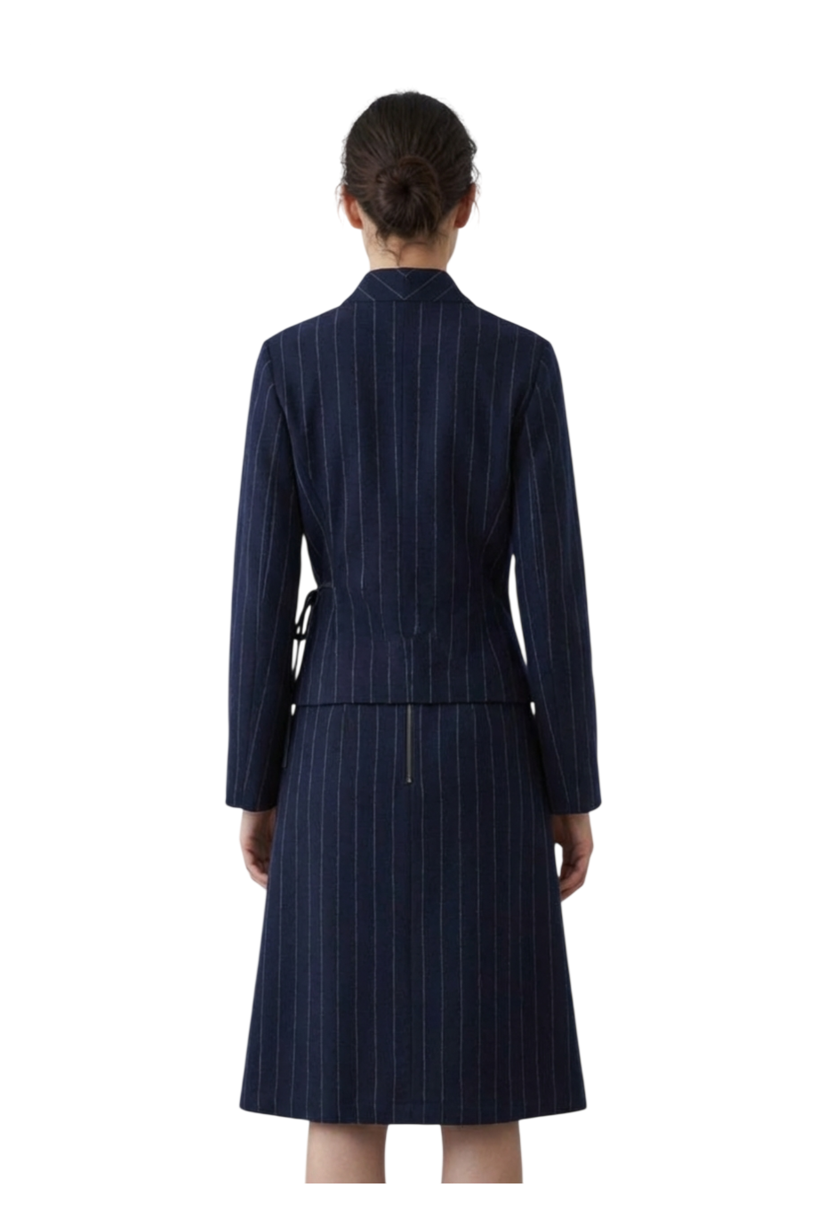 Jayne pinstriped wool midi skirt