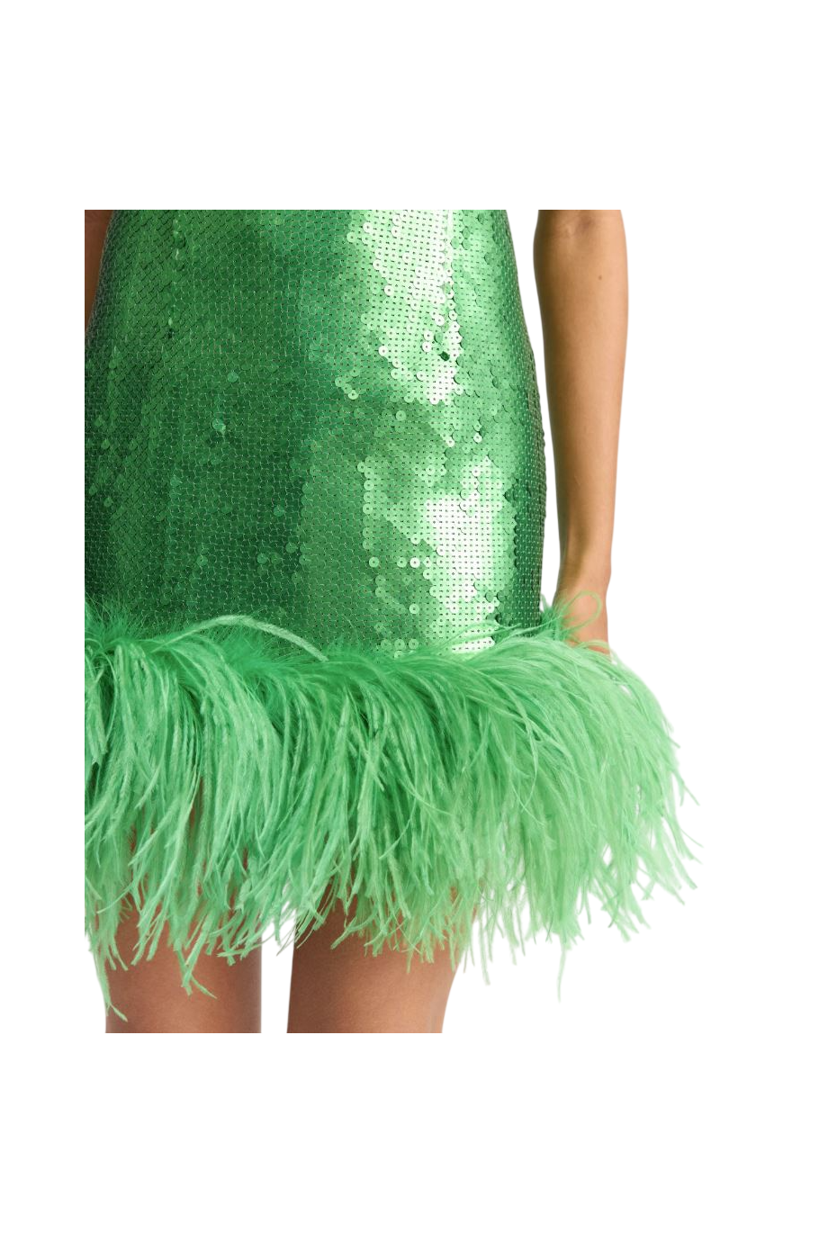 Sior feather-trimmed sequined mini dress