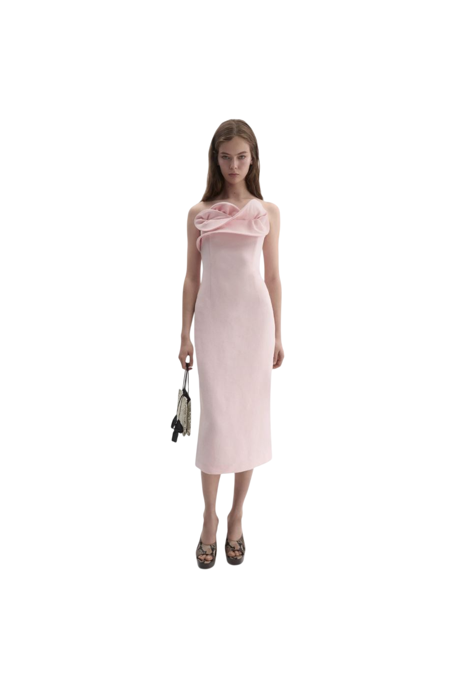 Sculptural silk corset midi dress