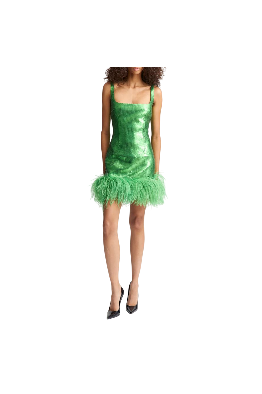 Sior feather-trimmed sequined mini dress