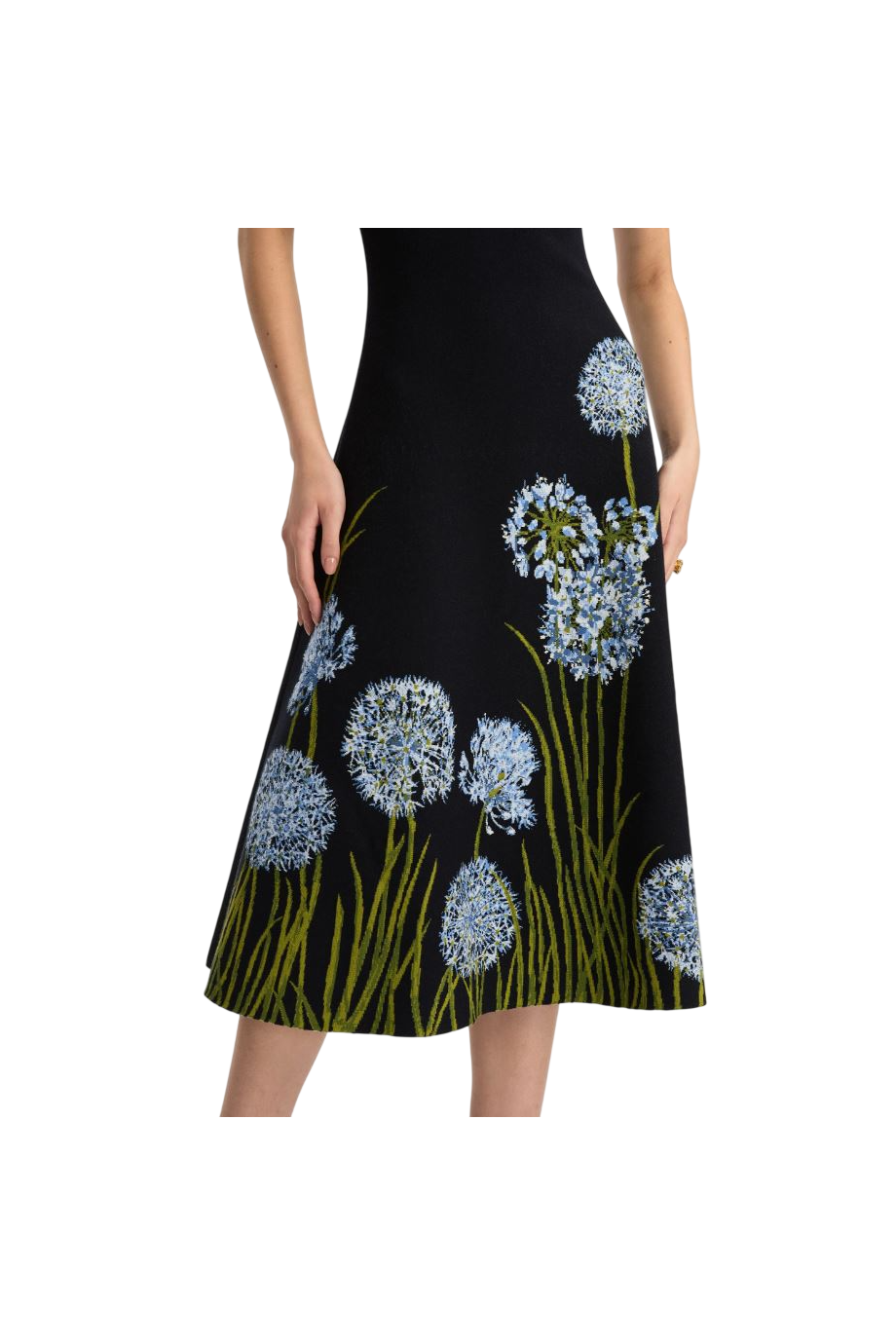 Allium jacquard knitted midi dress