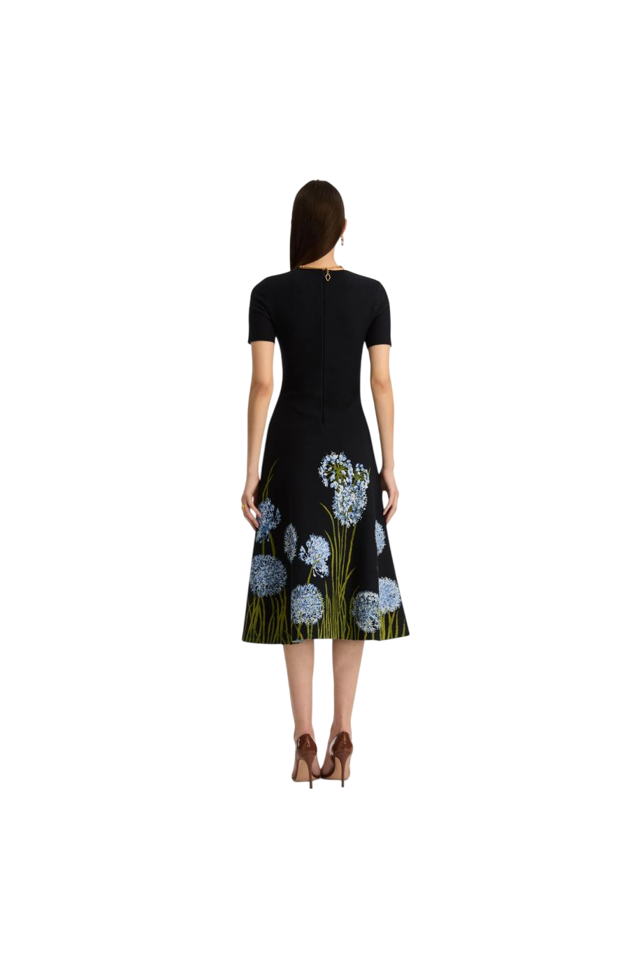Allium jacquard knitted midi dress