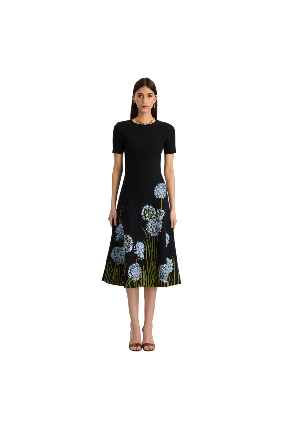 Allium jacquard knitted midi dress