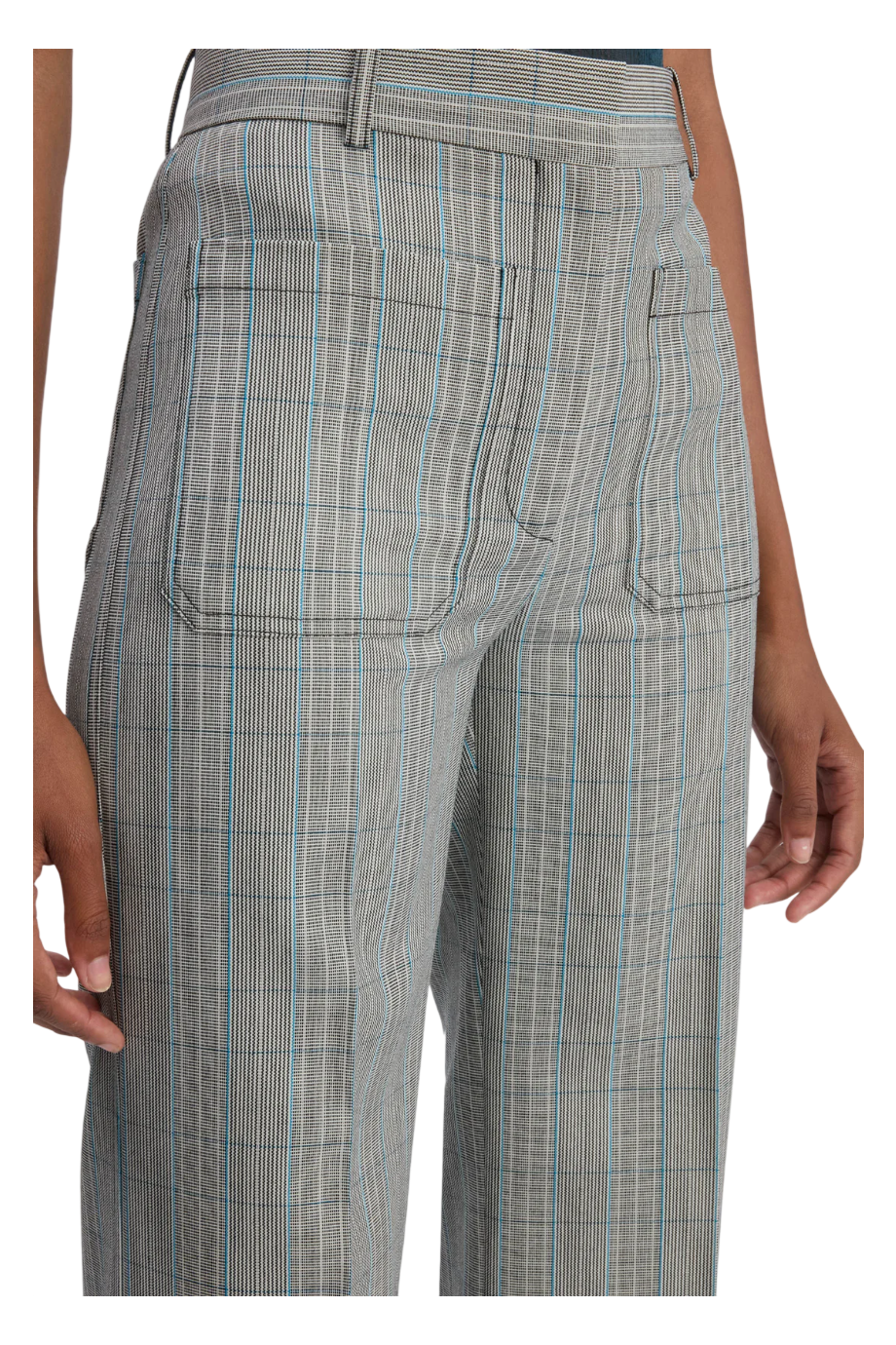 Alina Trouser In Blue-Grey Check