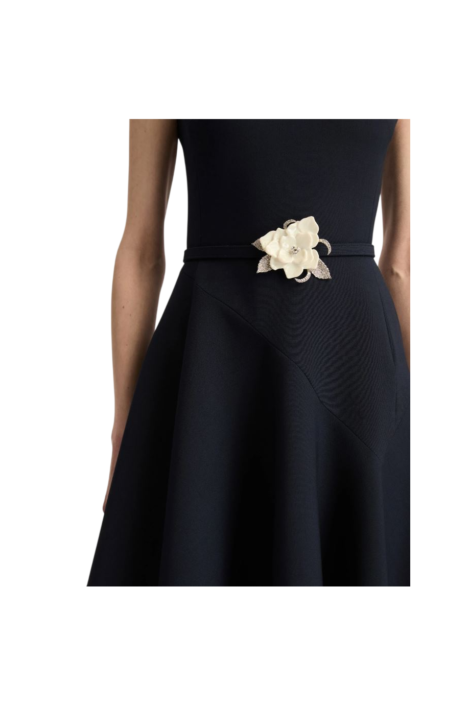 Belted wool-gabardine midi dress