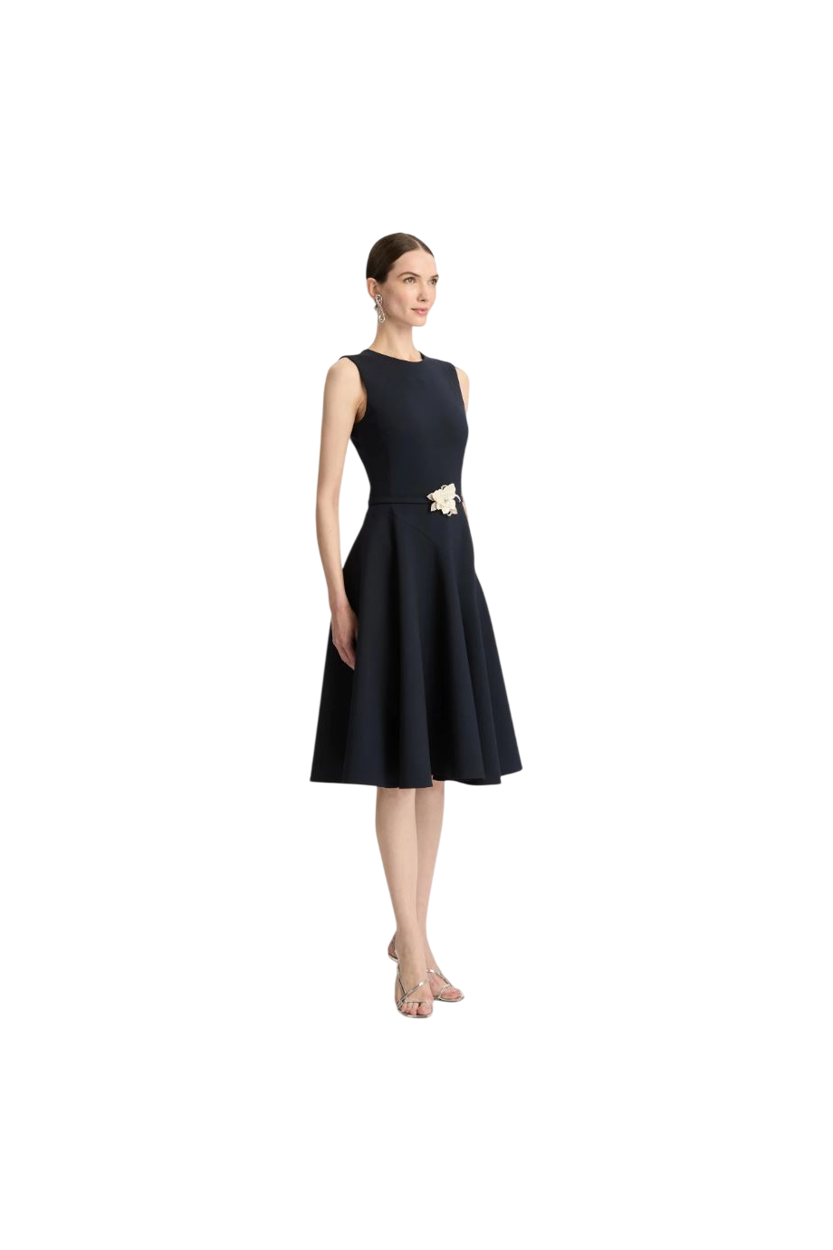 Belted wool-gabardine midi dress