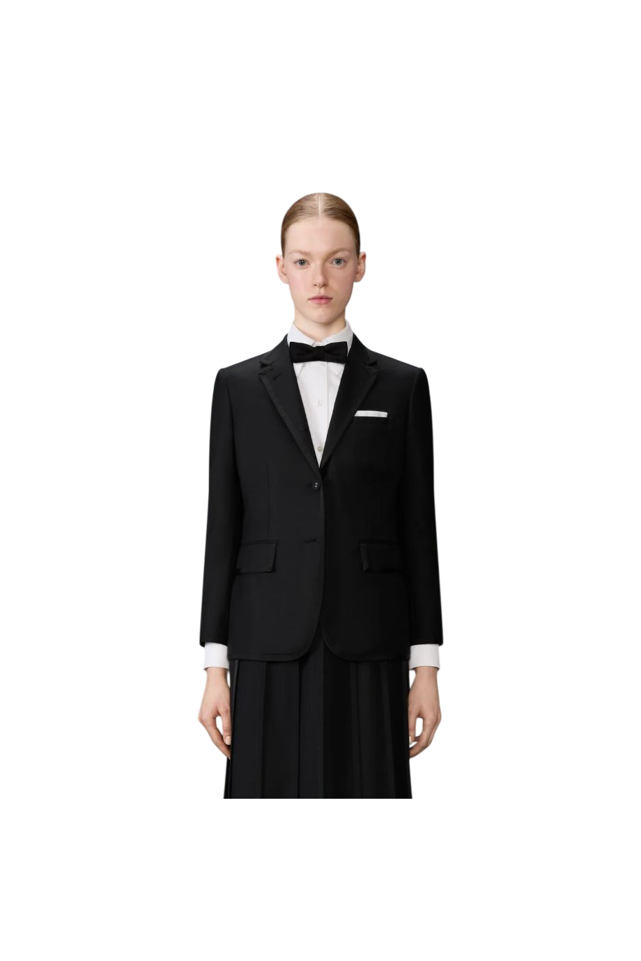 Piped wool-twill blazer 