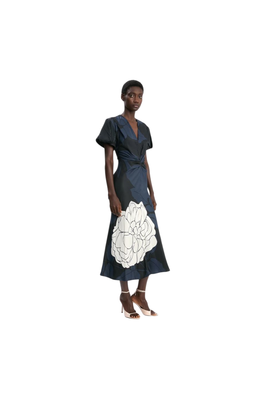 Printed satin maxi dress