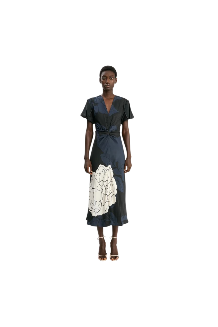 Printed satin maxi dress