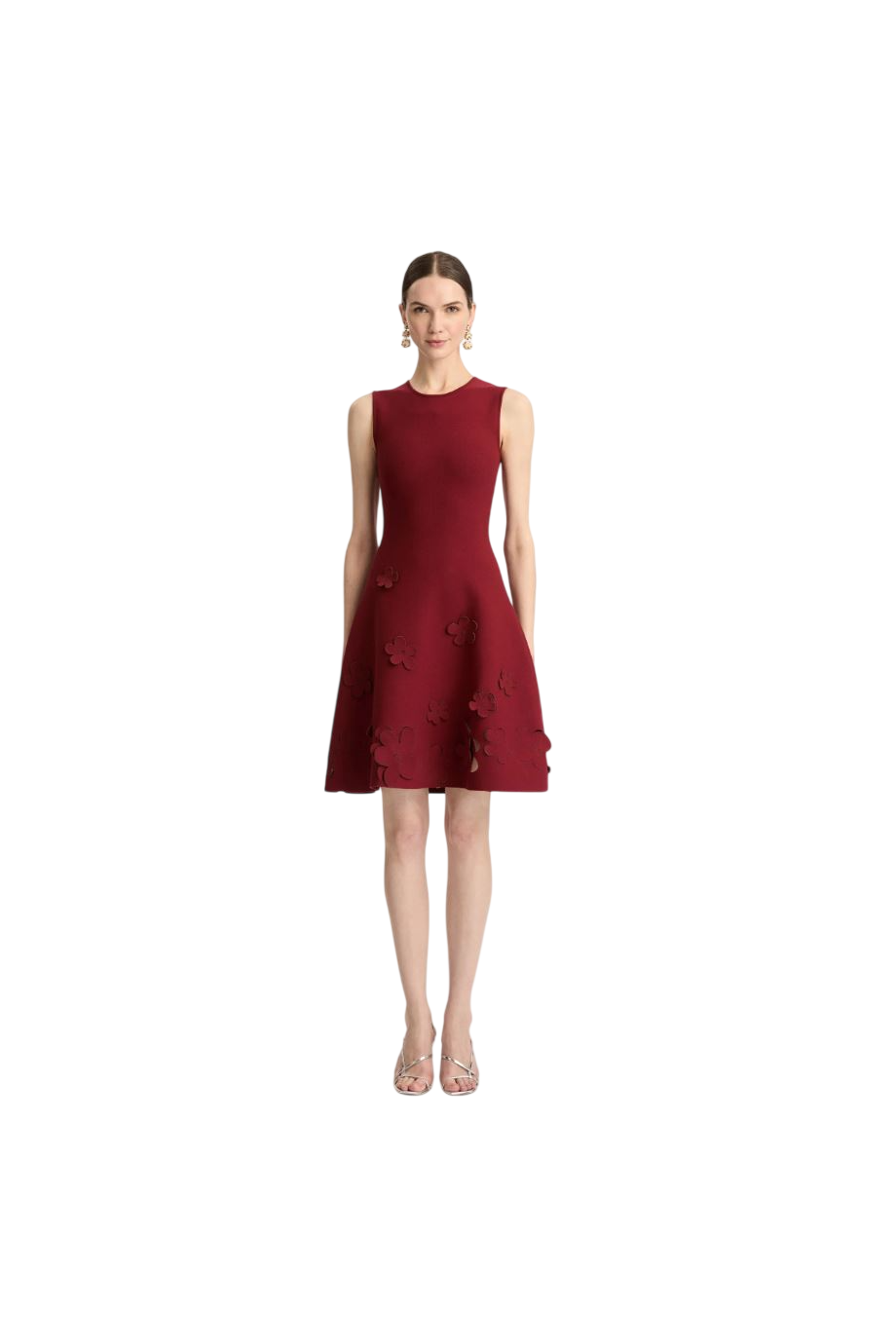 Appliquéd knitted mini dress