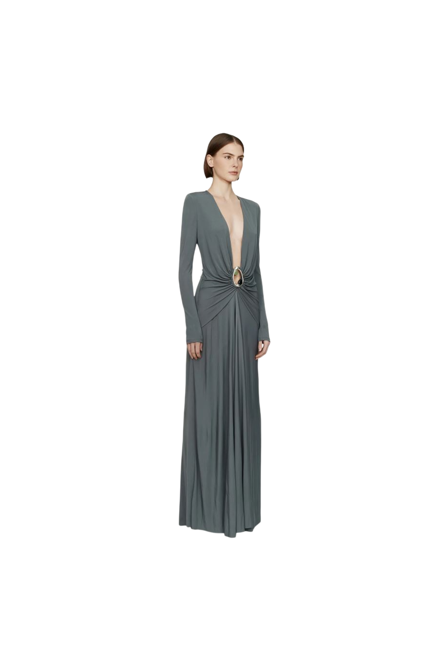 Orica crystal-embellished ruched jersey gown