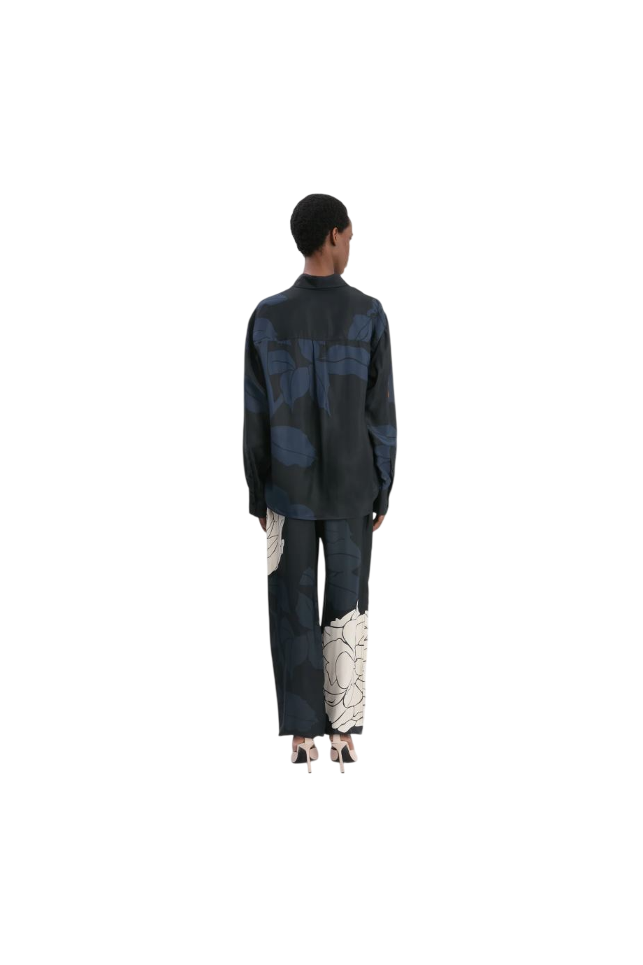 Printed satin pajama shirt