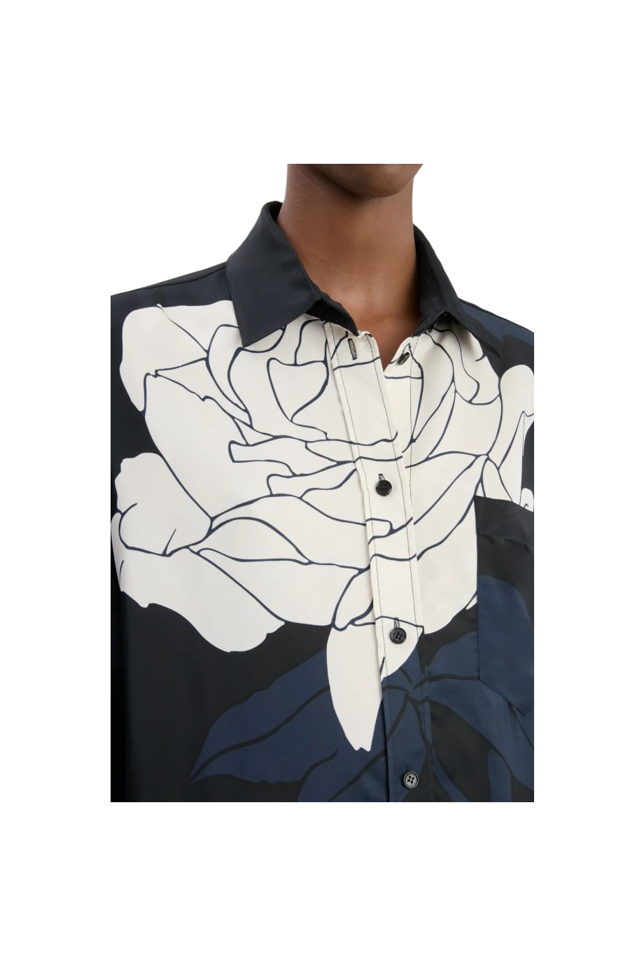 Printed satin pajama shirt