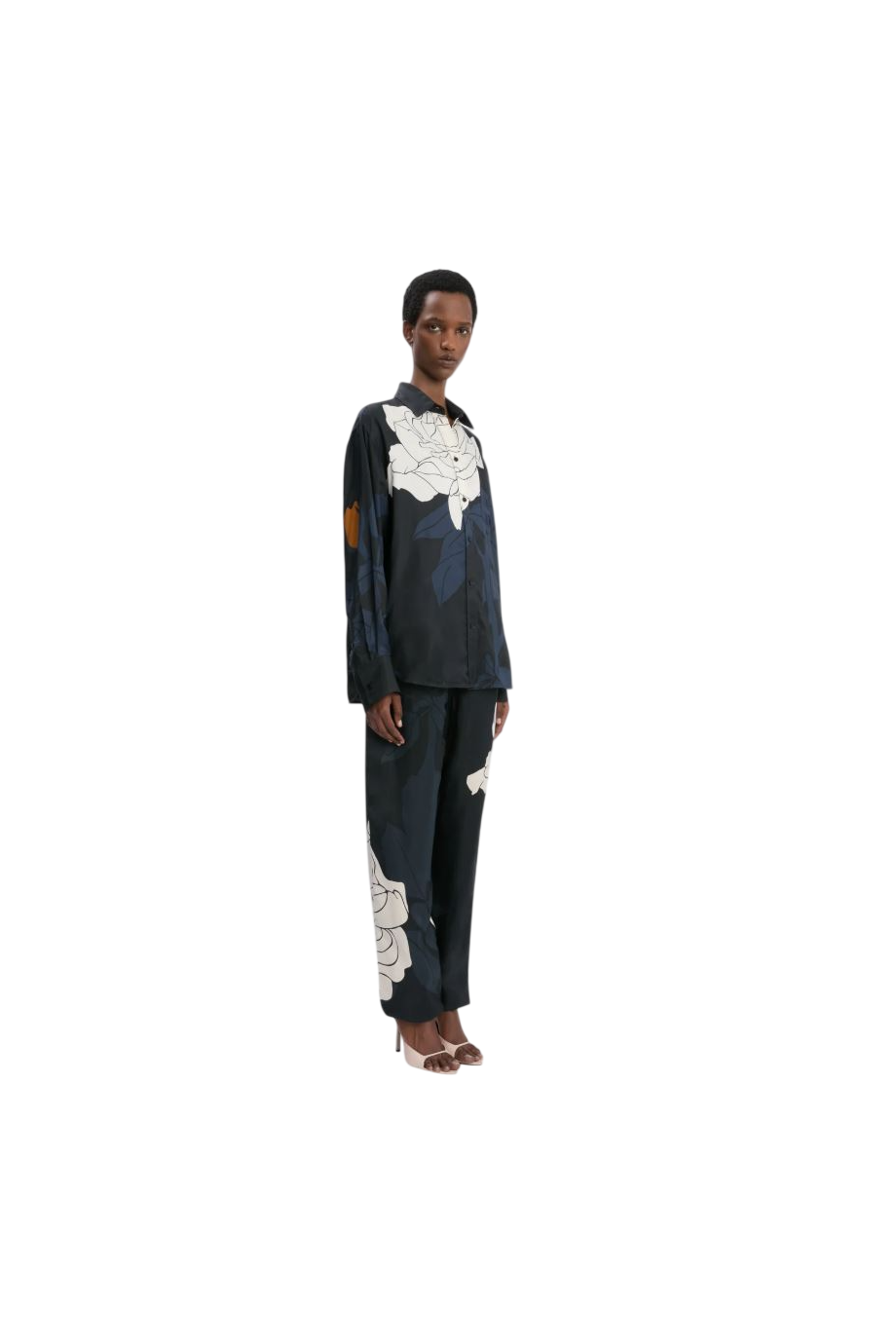 Printed satin pajama shirt