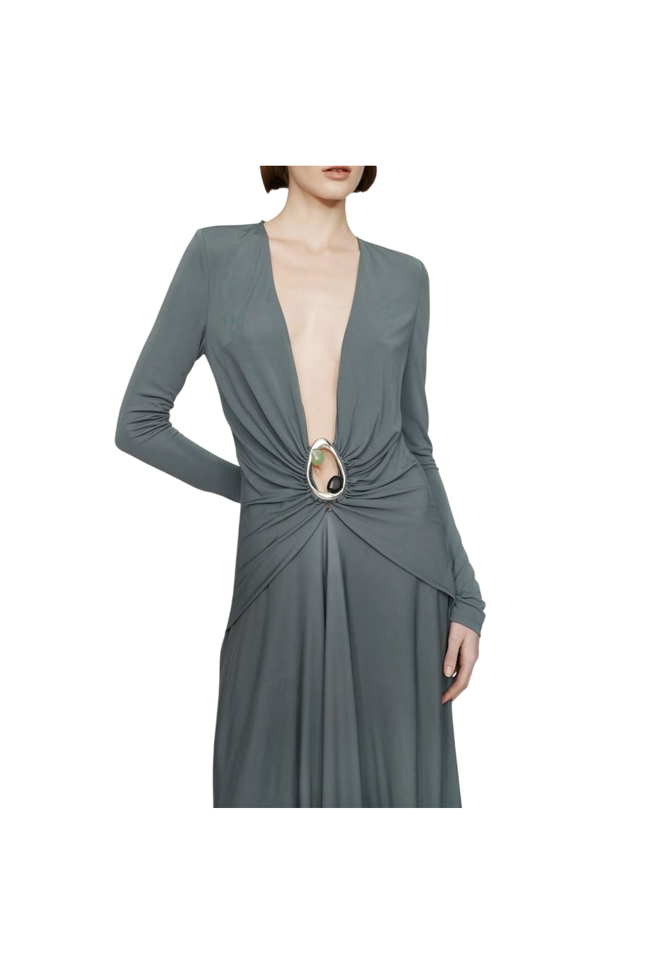 Orica crystal-embellished ruched jersey gown