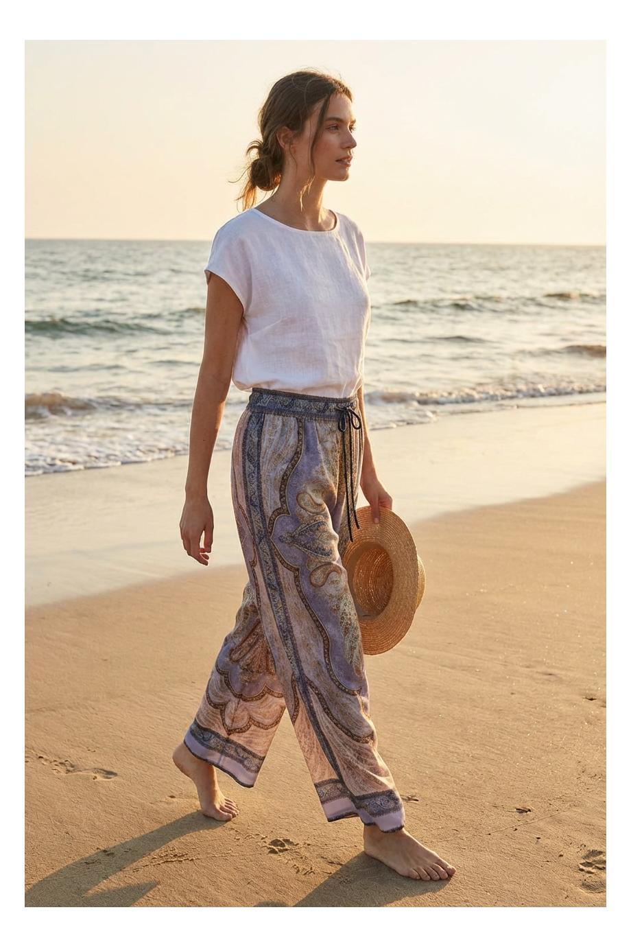 Wanterlust relax printed silk pants