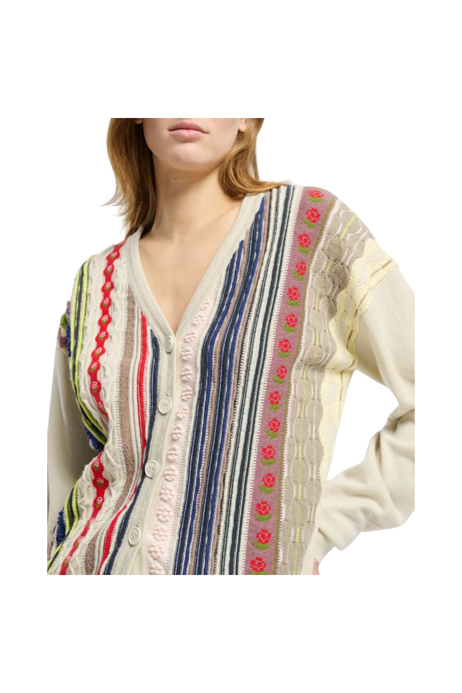 Intarsia cashmere cardigan