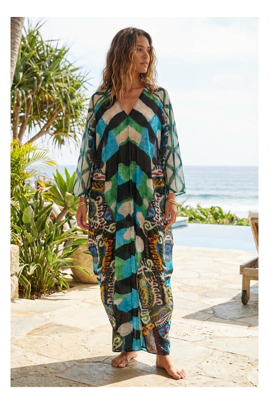 Arabesque Affinity 61 printed silk kaftan
