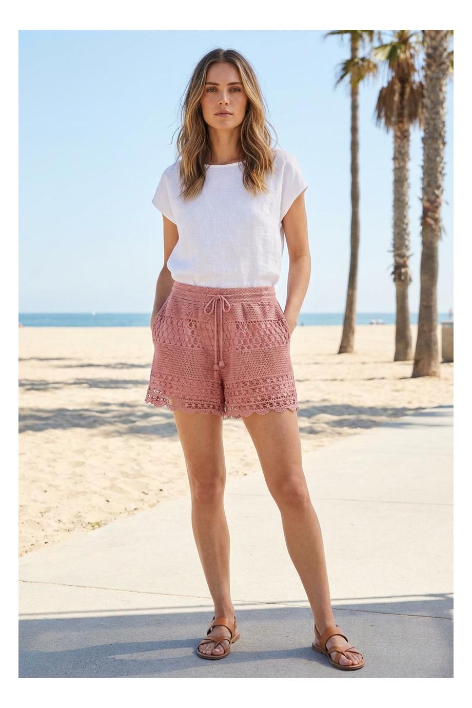Wanterlust crocheted cotton shorts 