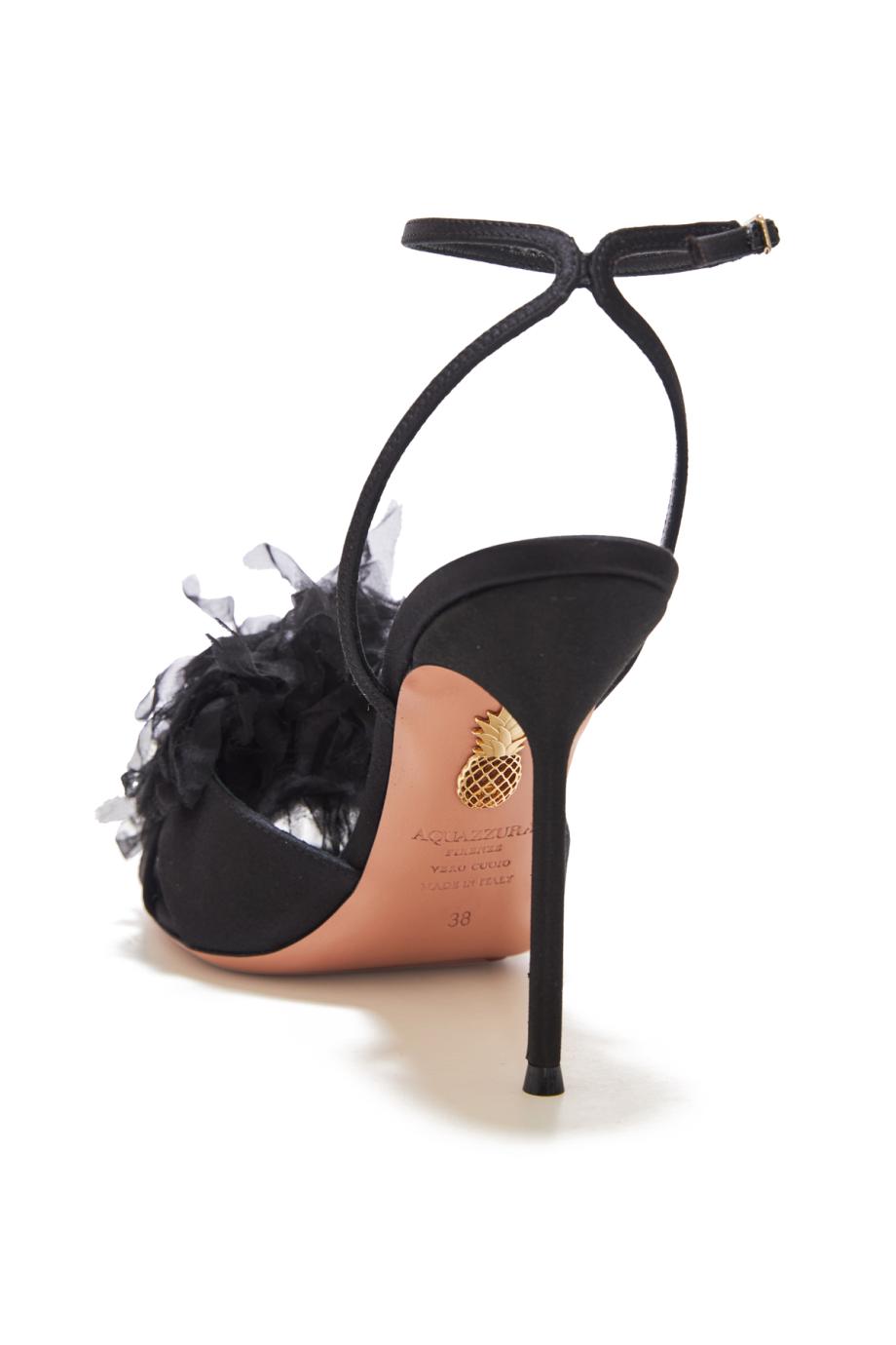 Poe'me 105 feather-embellished satin sandals