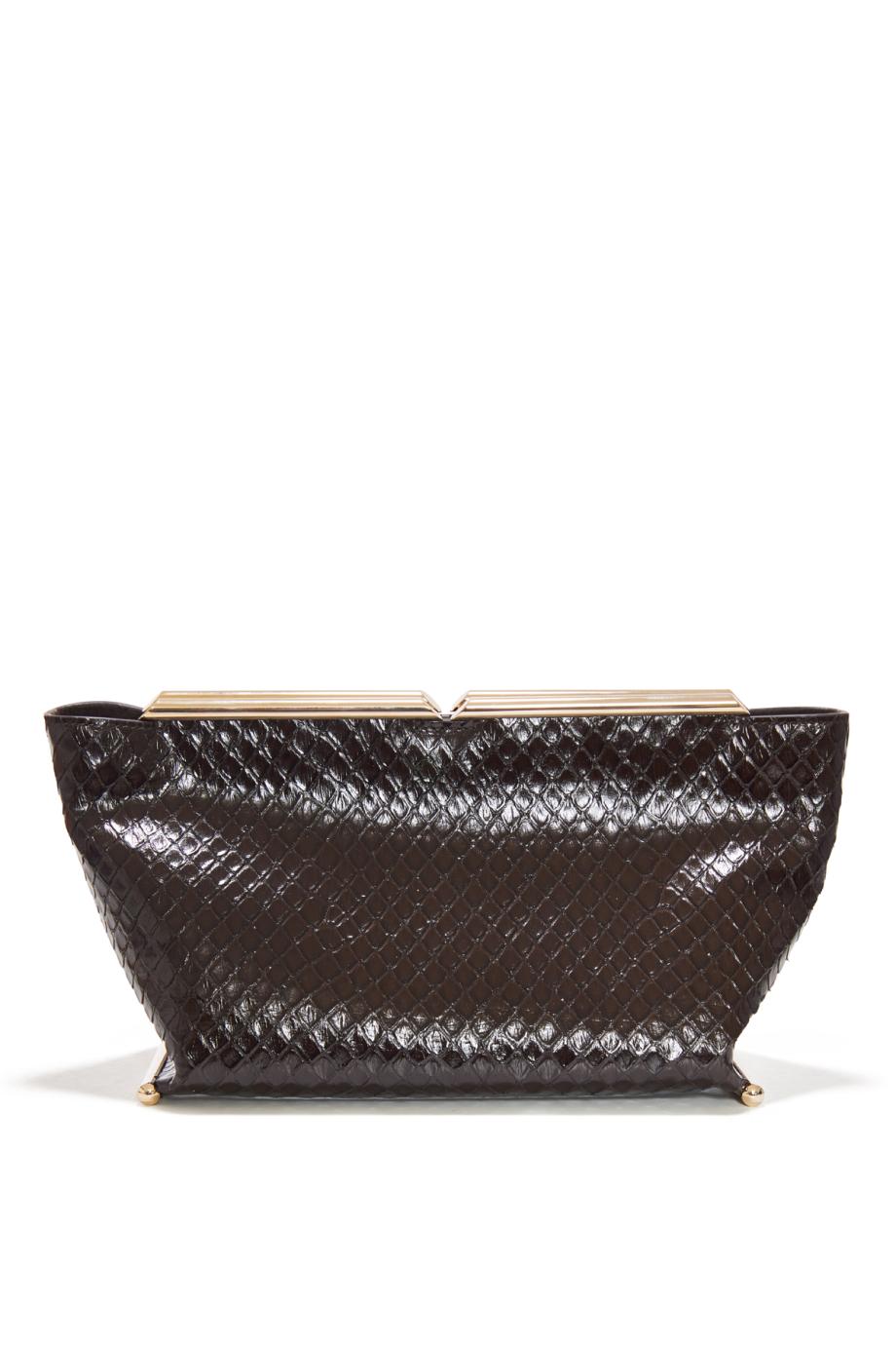 Galerie python-effect leather clutch
