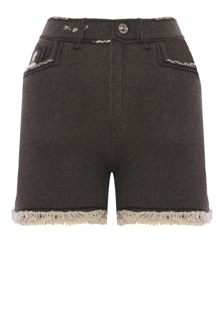 Fringed cashmere and cotton shorts