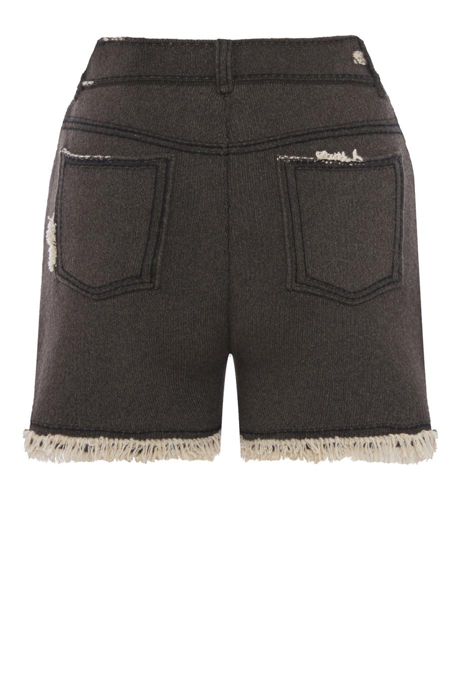 Fringed cashmere and cotton shorts