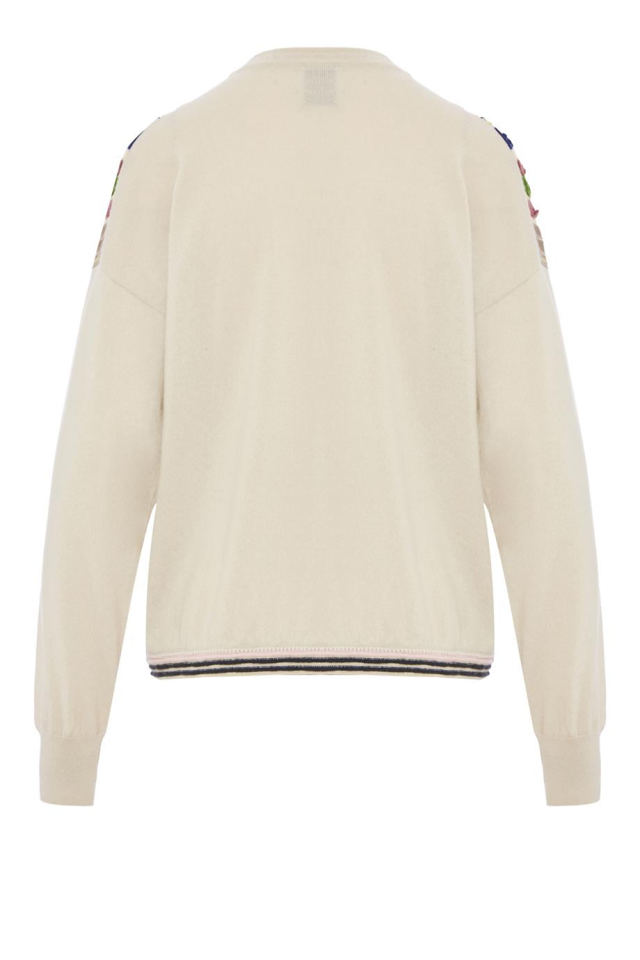 Cashmere cardigan with raised stripe motif