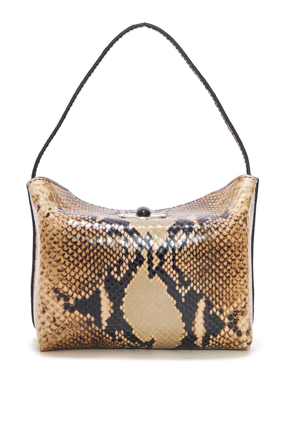 Turnlock mini python-effect leather shoulder bag
